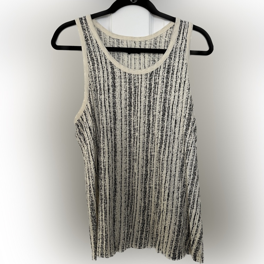 Rag & Bone- Abstract Cream & Black Dot Racerback Tank